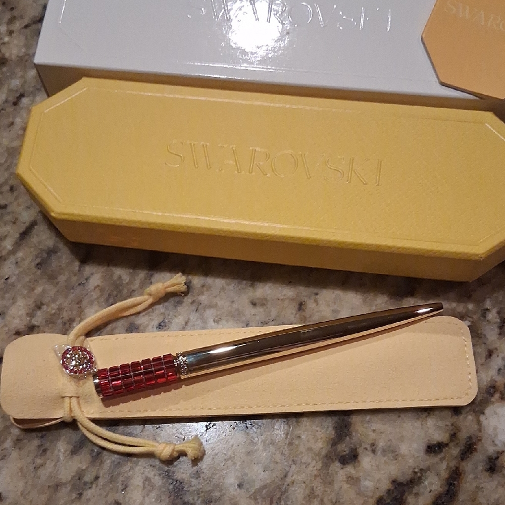 NIB Swarovski Red and Gold Writing Instrument